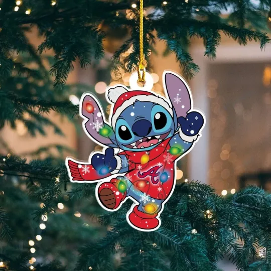 Discover Personalized Atlanta Baseball Braves Team Stitch Christmas Ornament Gift Decor