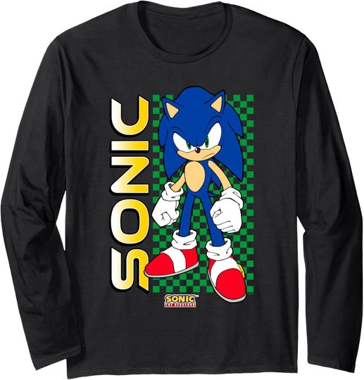 Discover Sonic The Hedgehog Iconic Sonic Ready For Action Big Poster Long Sleeve T-Shirt