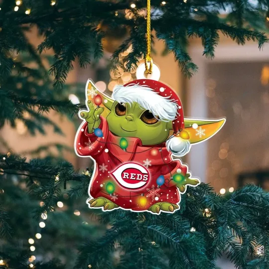 Discover Personalized Cincinnati Baseball Reds Team Yoda Christmas Ornament Gift Decor