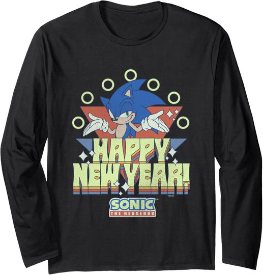 Discover Sonic The Hedgehog New Years Happy New Year! Vintage Long Sleeve T-Shirt