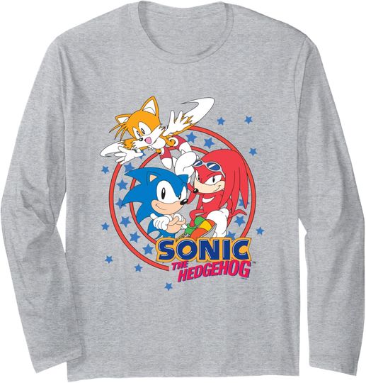Discover Sonic The Hedgehog Americana Team Sonic Star Spangled Logo Long Sleeve T-Shirt