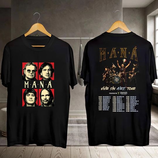 Discover Man Vivir Sin Aire Tour 2025 T-Shirt, Mana Band Tour 2025 T-Shirt, Latin Rock Mana Shirt, Man Fan Gift, Mana Merch, 90s Vintage Mana Shirt