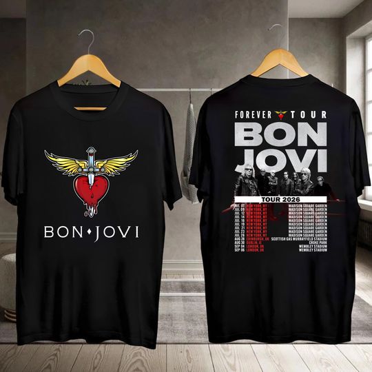 Discover Bon Jovi Vintage Shirt, Bon Jovi Forever Tour 2026 T-Shirt, Bon Jovi Rock Band Shirt, Bon Jovi Fan Gift, Bon Jovi 80s Shirt, Bon Jovi Merch