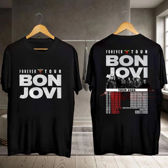 Discover Forever Tour 2026 Bon Jovi T-Shirt, Bon Jovi Vintage Shirt, Bon Jovi Rock Band Shirt, Bon Jovi Fan Gift, Bon Jovi 80s Shirt, Bon Jovi Merch