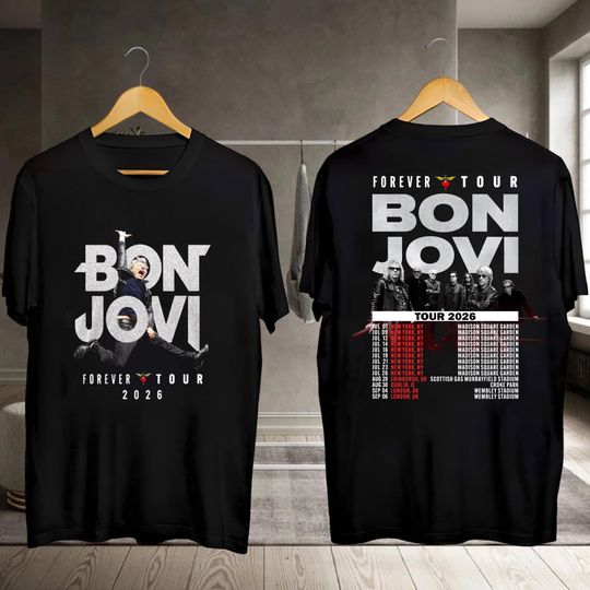 Discover Bon Jovi Graphic Shirt, Bon Jovi Forever Tour 2026 T-Shirt, Bon Jovi Rock Band Shirt, Bon Jovi Fan Gift, Bon Jovi 80s Shirt, Bon Jovi Merch