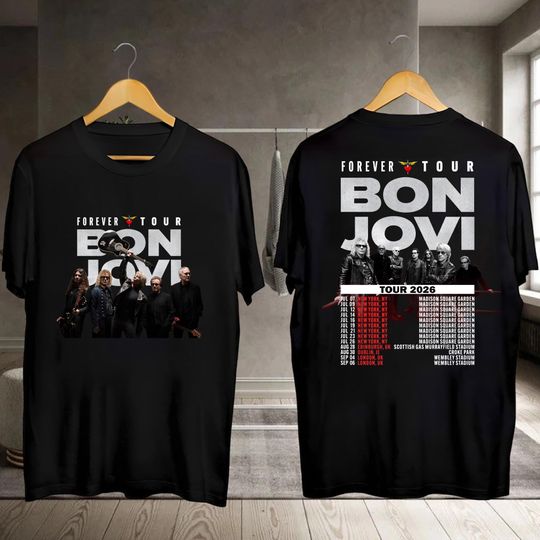 Discover Bon Jovi 2026 Forever Tour T-Shirt, Bon Jovi 2026 Concert, Bon Jovi Rock Band Shirt, Bon Jovi Fan Gift, Bon Jovi 80s Shirt, Bon Jovi Merch