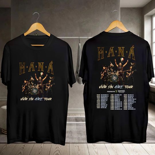 Discover Mana Band Tour 2025 T-Shirt, Man Vivir Sin Aire Tour 2025 T-Shirt, Latin Rock Mana Shirt, Man Fan Gift, Mana Merch, Graphic Mana Shirt