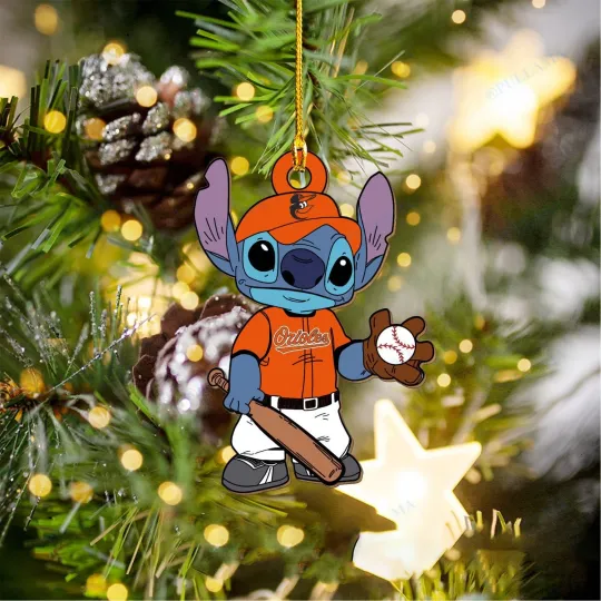 Discover Baltimore Baseball Orioles Team Stitch Christmas Ornament Gift