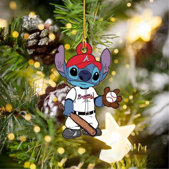 Discover Atlanta Baseball Braves Team Stitch Christmas Ornament Gift Decor