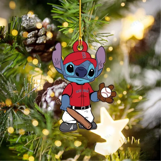 Boston Baseball Red Sox Team Stitch Christmas Ornament Gift Decor