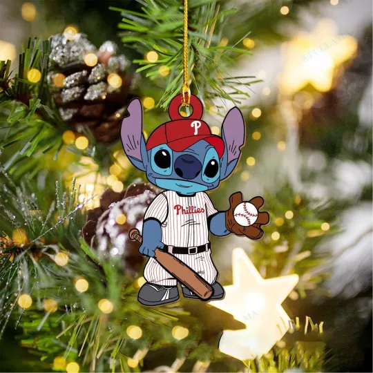 Discover Philadelphia Baseball Phillies Team Stitch Christmas Ornament Gift