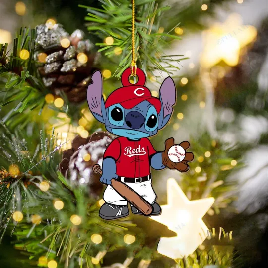 Cincinnati Baseball Reds Team Stitch Christmas Ornament Gift Decor
