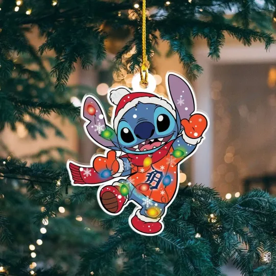 Discover Detroit Baseball Tigers Team Stitch Christmas Ornament Gift Decor