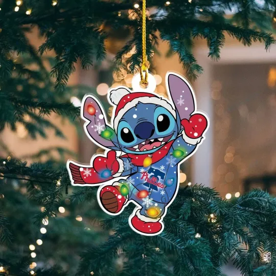 Discover Philadelphia Baseball Phillies Team Stitch Christmas Ornament Gift