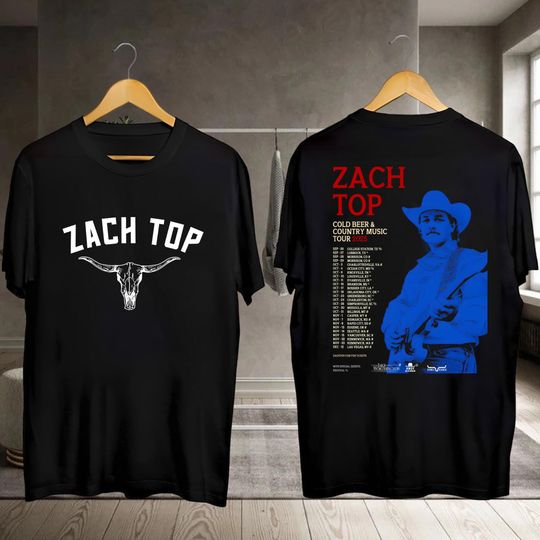 Zach Top Cow Skull Shirt, 2025 Zach Top Cold Beer & Country Music Tour Shirt, Zach Top 90s Vintage Shirt, Zach Top Fan Gift, Zach Top Merch