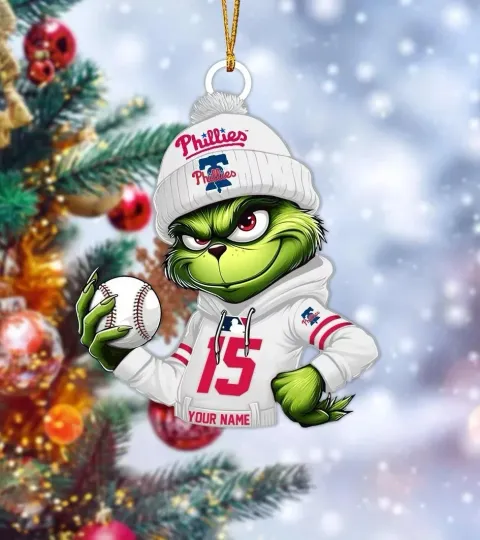 Discover Personalized Philadelphia Baseball Phillies Team funny character Christmas Ornament Gift