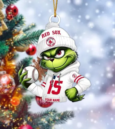 Personalized Boston Baseball Red Sox Team funny character Christmas Ornament Gift Decor