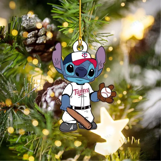 Discover Minnesota Baseball Twins Team Stitch Christmas Ornament Gift Decor