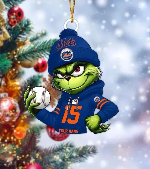 Discover Personalized New York Baseball Mets Team funny character Christmas Ornament Gift Decor