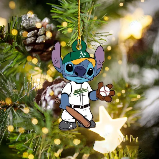 Discover Oakland Baseball Athletics Team Stitch Christmas Ornament Gift