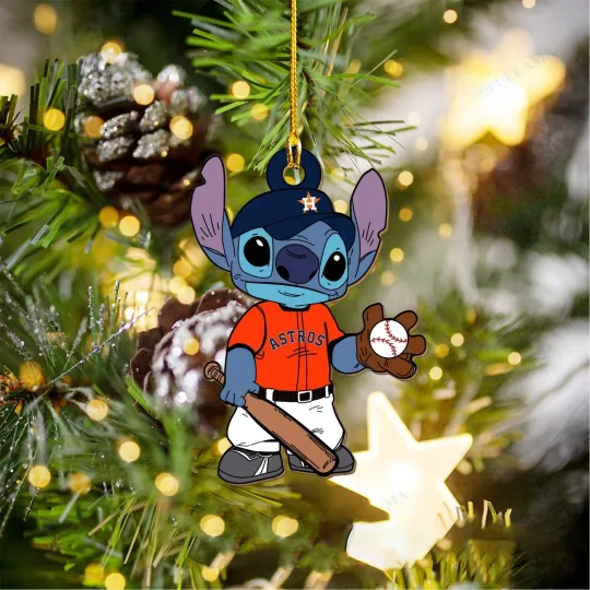 Discover Houston Baseball Astros Team Stitch Christmas Ornament Gift Decor