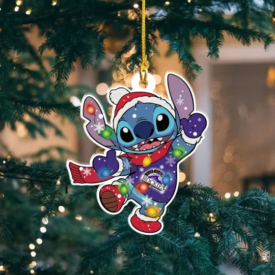 Discover Colorado Baseball Rockies Team Stitch Christmas Ornament Gift Decor