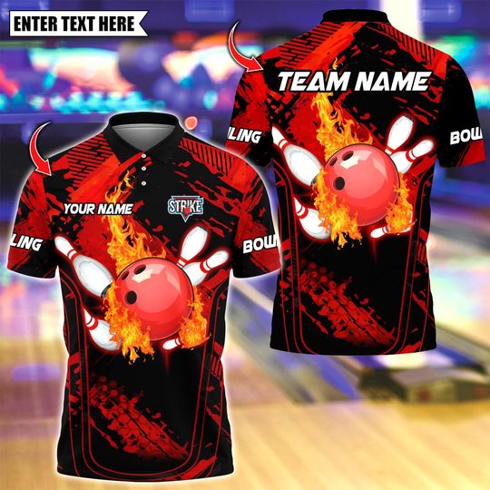 Discover Custom Bowling Polo Shirt with Abstract Grunge Texture - Personalized Name and Team 3D Design