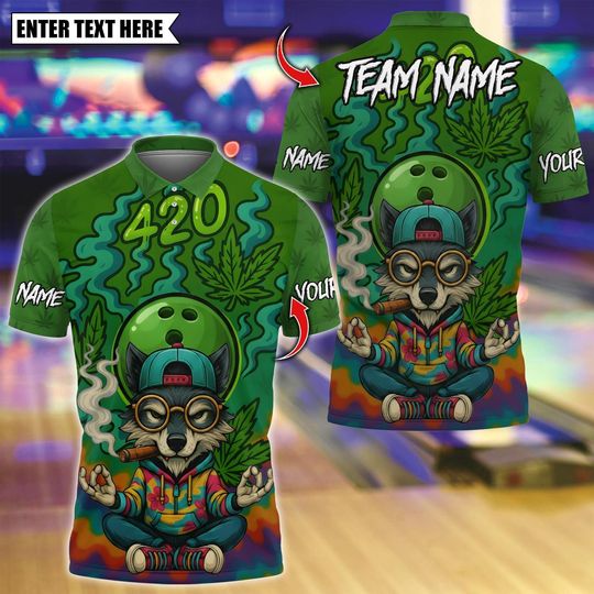 Discover Custom Bowling Polo Shirt with 3D Wolf Design, Personalized Name and Team Options