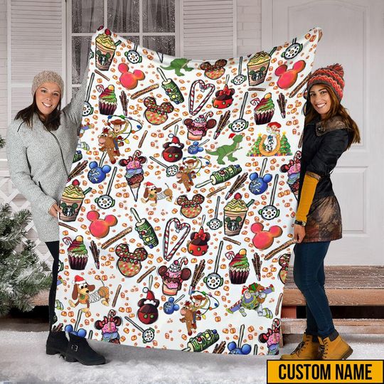 Discover Christmas Toy Story Blanket, Christmas Snack & Drink Blanket, Mickey Ear Chocolate Blanket, Disney Toy Story Blanket