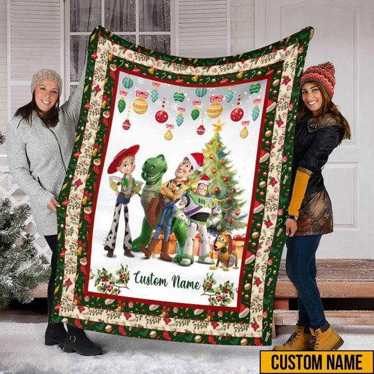 Discover Personalized Name Christmas Toy Story Blanket, Disney Toy Story Blanket, Christmas Tree Blanket, Birthday Gift, Baby Blanket