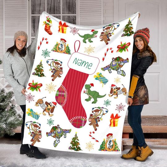 Discover Personalized Name Christmas Stoking Toy Story Blanket, Disney Toy Story Blanket, Christmas Blanket, Birthday Gift, Baby Blanket