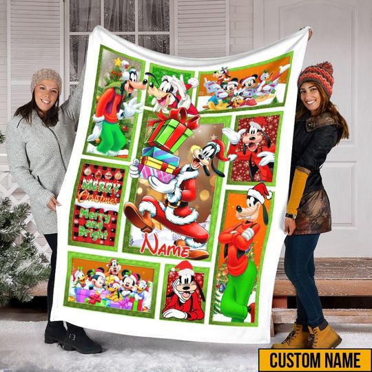 Discover Personalized Name Christmas Goofy Dog Blanket, Christmas Disney Goofy Blanket, Goofy Santa Blanket, Christmas Mickey And Friends