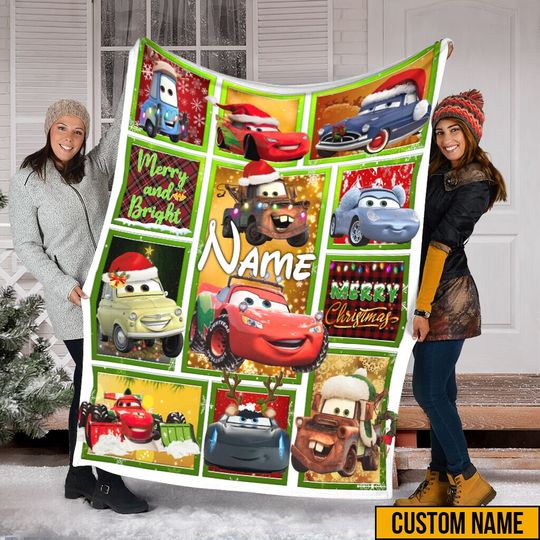 Discover Merry Christmas Disney Cars Characters Blanket, Lightning Mcqueen Fleece Mink Sherpa Blanket, Baby Shower, Gifts For Kid, Baby Gift