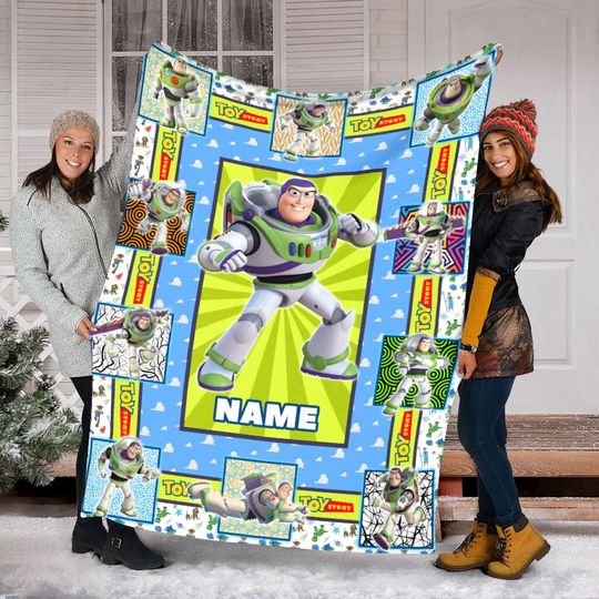 Discover Personalized Name Disney Buzz Lightyear Blanket,Toy Story Blanket,Buzz Lightyear Fleece Mink Sherpa Blanket,Baby Shower,Family Throw Blanket
