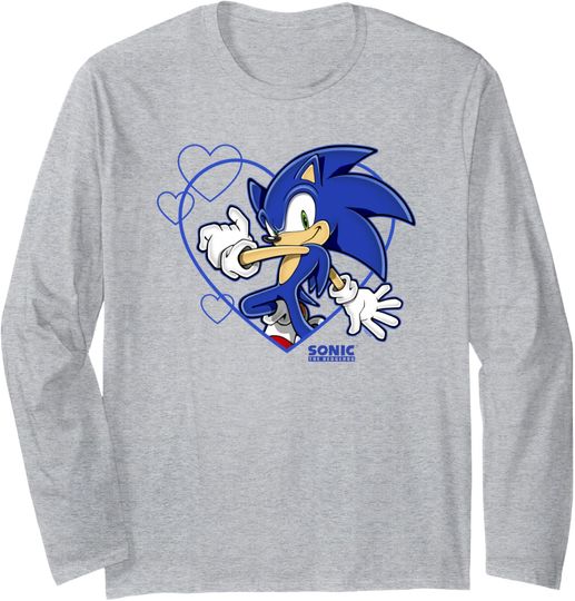 Discover Sonic The Hedgehog Valentine's Day Sonic Heart Portrait Long Sleeve T-Shirt