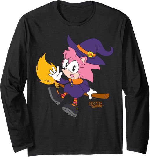 Discover Sonic The Hedgehog Halloween Amy Witch Disguise Long Sleeve T-Shirt
