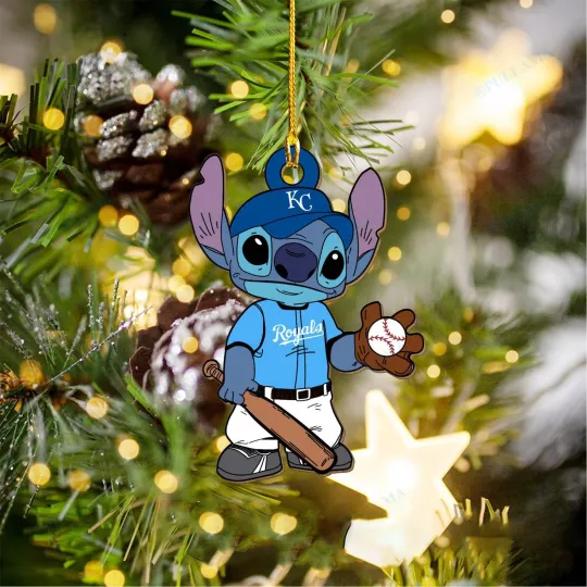 Kansas City Baseball Royals Team Stitch Christmas Ornament Gift