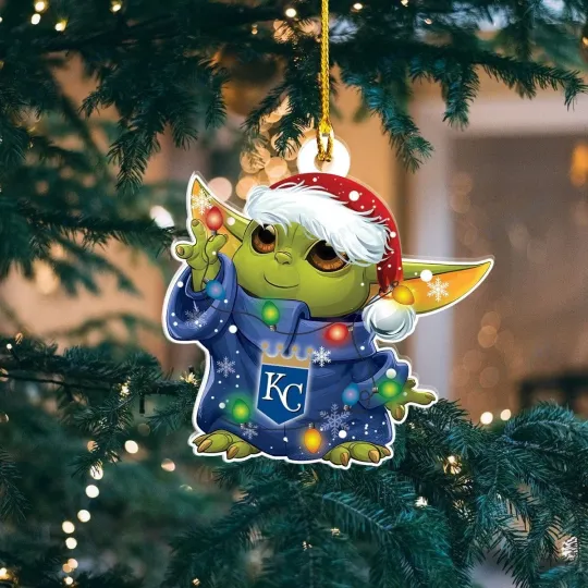 Discover Personalized Kansas City Baseball Royals Team Yoda Christmas Ornament Gift