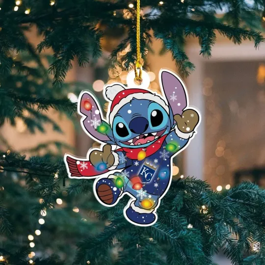 Kansas City Baseball Royals Team Stitch Christmas Ornament Gift