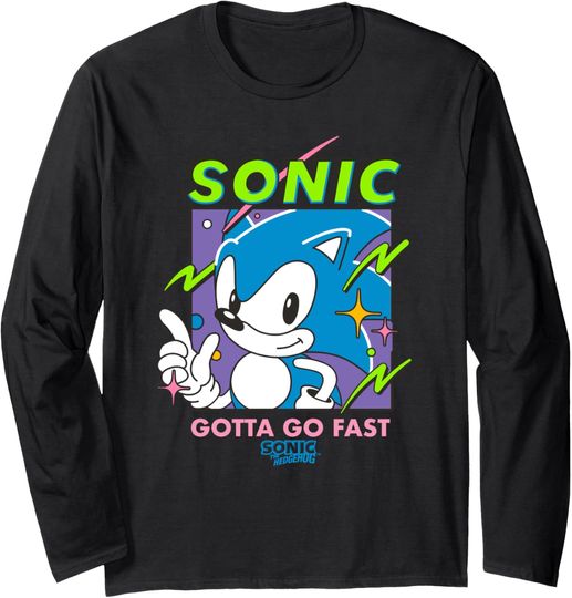 Discover Sonic The Hedgehog Sonic Gotta Go Fast Vintage Chest Logo Long Sleeve T-Shirt