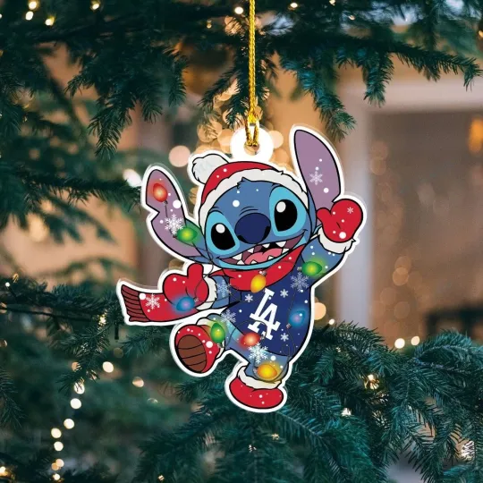 Los Angeles Baseball Dodgers Team Stitch Christmas Ornament Gift