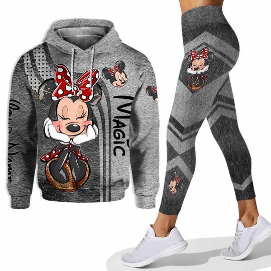 Discover Cute Mouse Hoodie and Leggings Set, Custom Name Movie Fan Outfit, Gift For Her, Cozy Disney Trip Matching Set