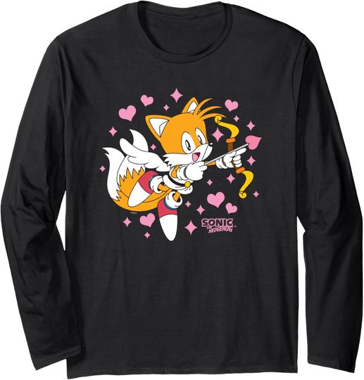 Sonic The Hedgehog Valentine's Day Cute Cupid Tails Portrait Long Sleeve T-Shirt