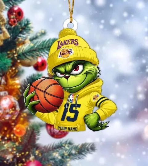 Discover Personalized Los Angeles Basketball Lakers Team funny character Christmas Ornament Gift