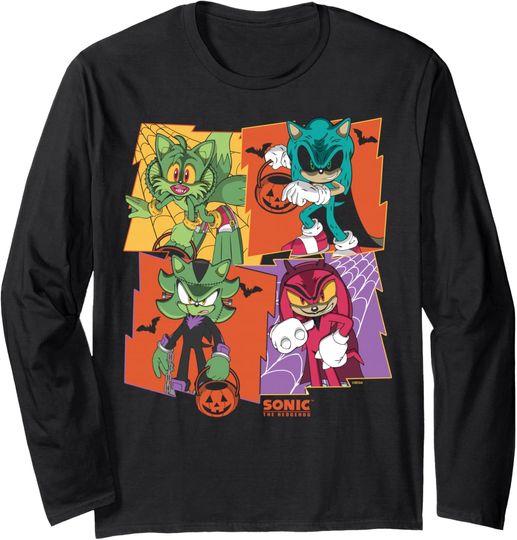 Discover Sonic The Hedgehog Halloween Creepy Monster Portraits Long Sleeve T-Shirt