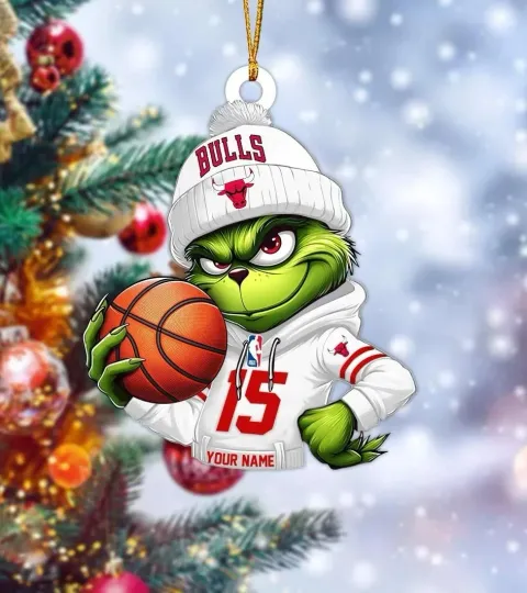 Discover Personalized Chicago Basketball Bulls Team funny character Christmas Ornament Gift