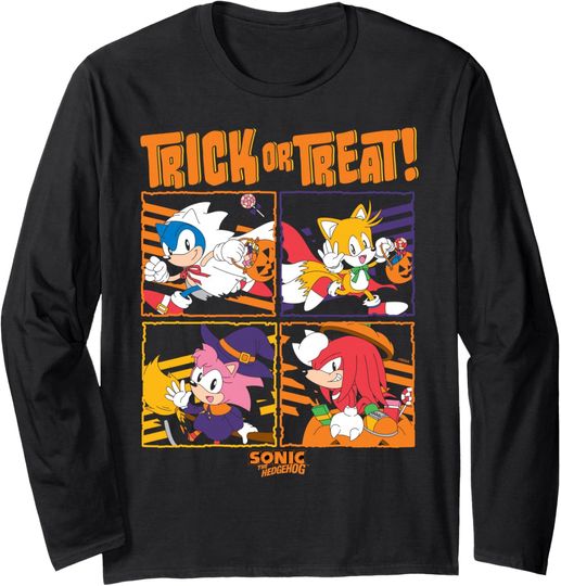 Discover Sonic The Hedgehog Halloween Trick Or Treat Cute Disguises Long Sleeve T-Shirt