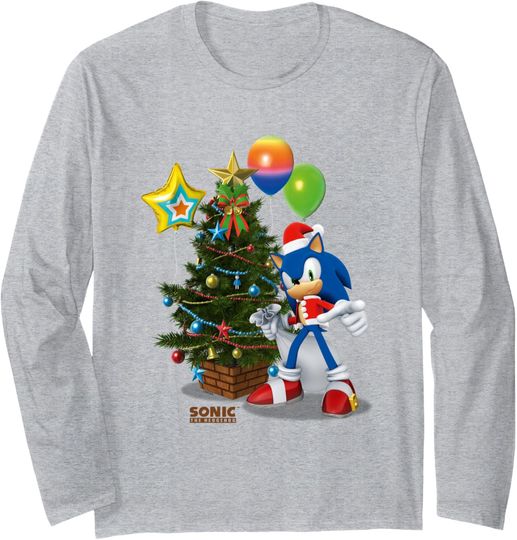 Discover Sonic The Hedgehog Christmas Beautiful Decorated Tree Logo Long Sleeve T-Shirt