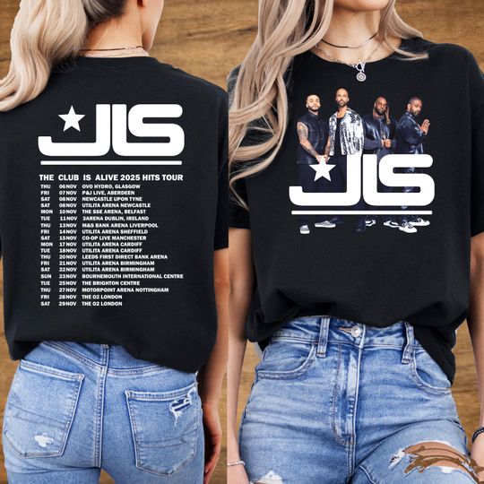 Discover JLS The Club is Alive Concert Tshirt, JLS Concert Tour 2025 Tshirt, JLS Band Rock Concert Front and Back print Tshirt