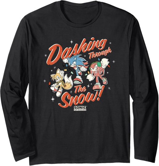 Discover Sonic The Hedgehog Christmas Dashing Through The Snow! Long Sleeve T-Shirt
